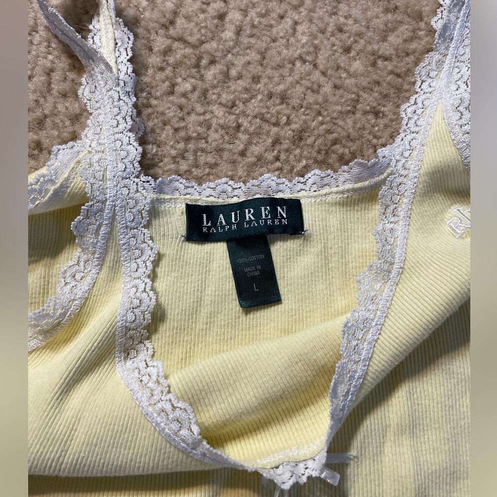 Ralph Lauren Soft Yellow Camisole with White Lace